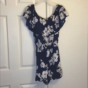 Blue Romper with Flowers